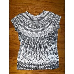 Prana Black and White‎ Geometric Shirt Size Small